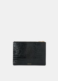 Shiny Croc Medium Clutch Black