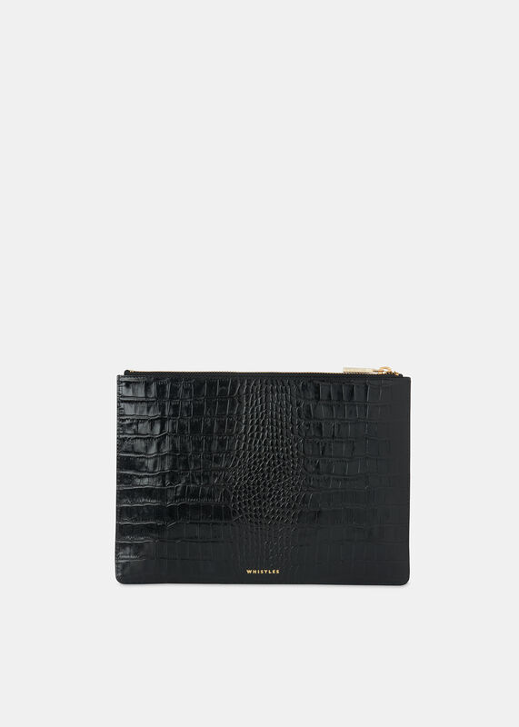 Shiny Croc Medium Clutch