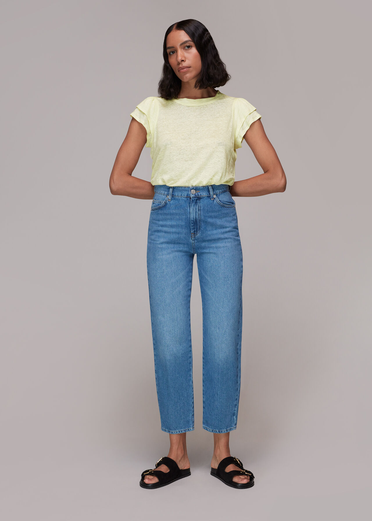 Laura Linen Frill Sleeve Top