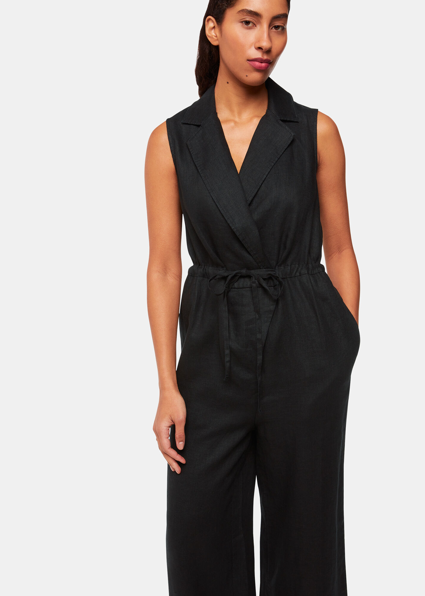 Linen wrap jumpsuit shop