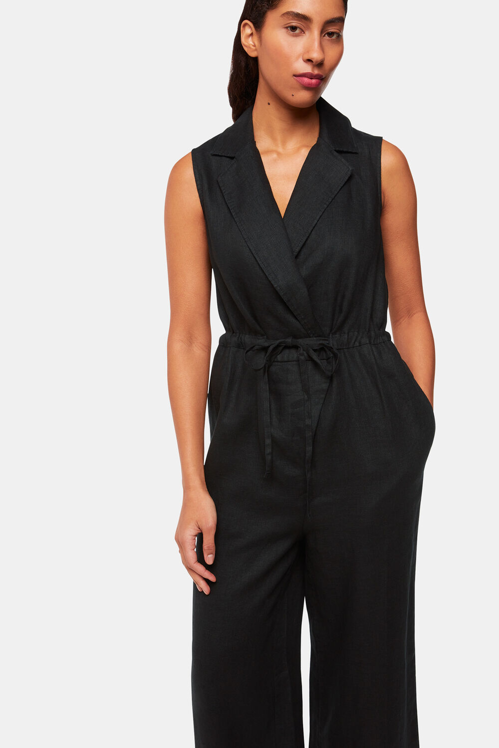 Black Bella Linen Wrap Jumpsuit