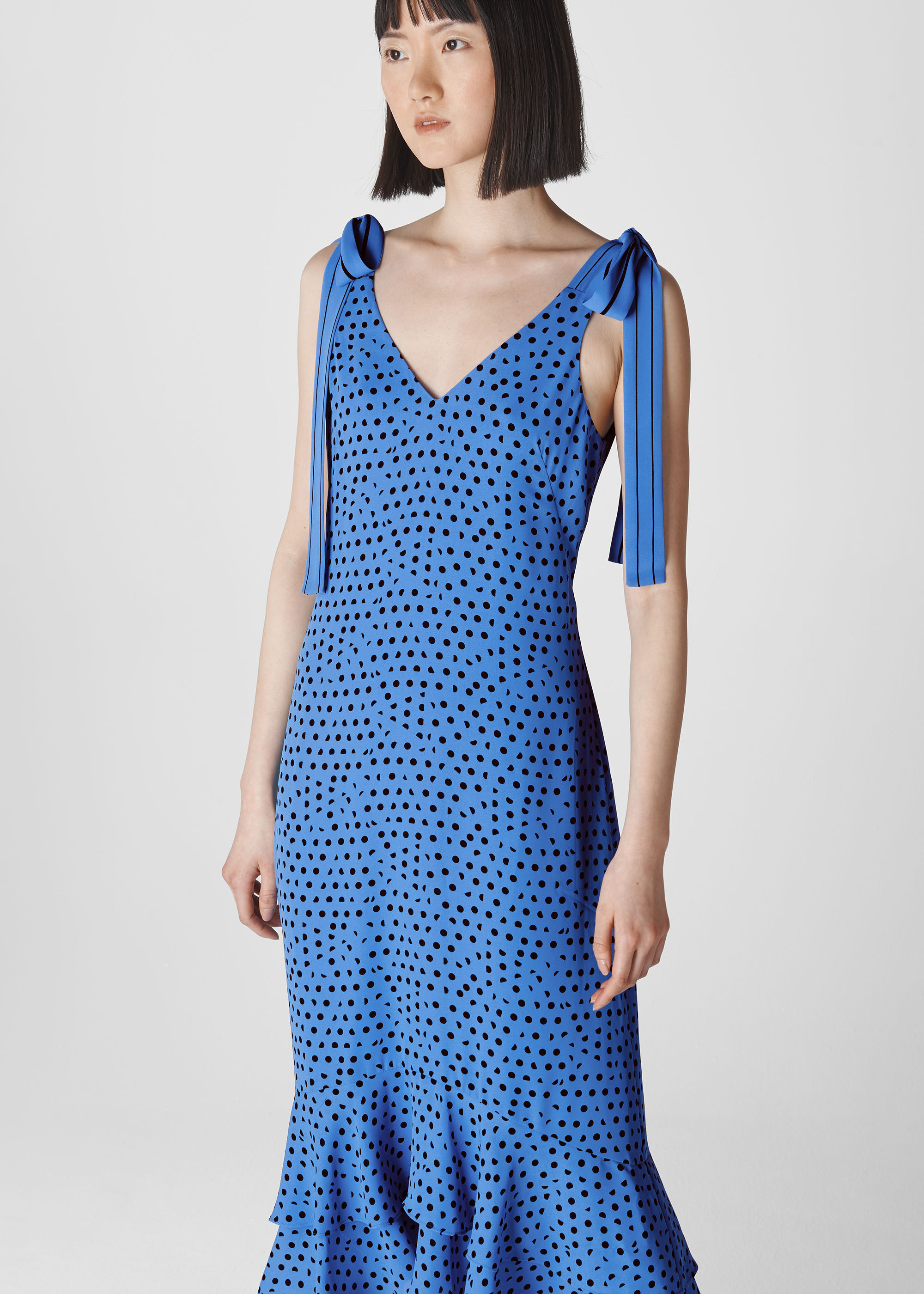 Whistles blue polka dot dress online