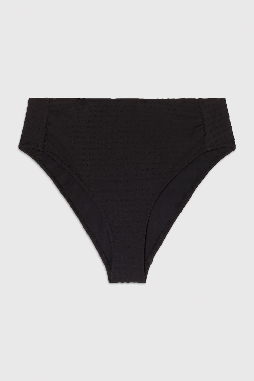 Black Textured Gingham Bikini Bottom