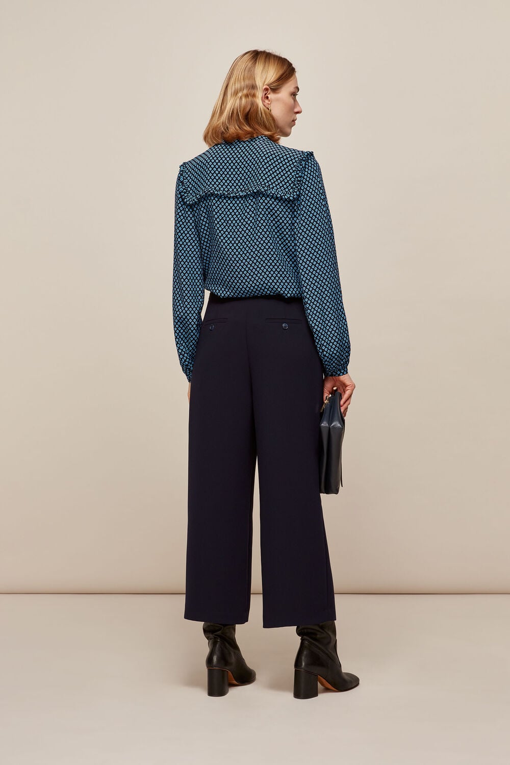 Daisy Print Frill Blouse Blue/Multi