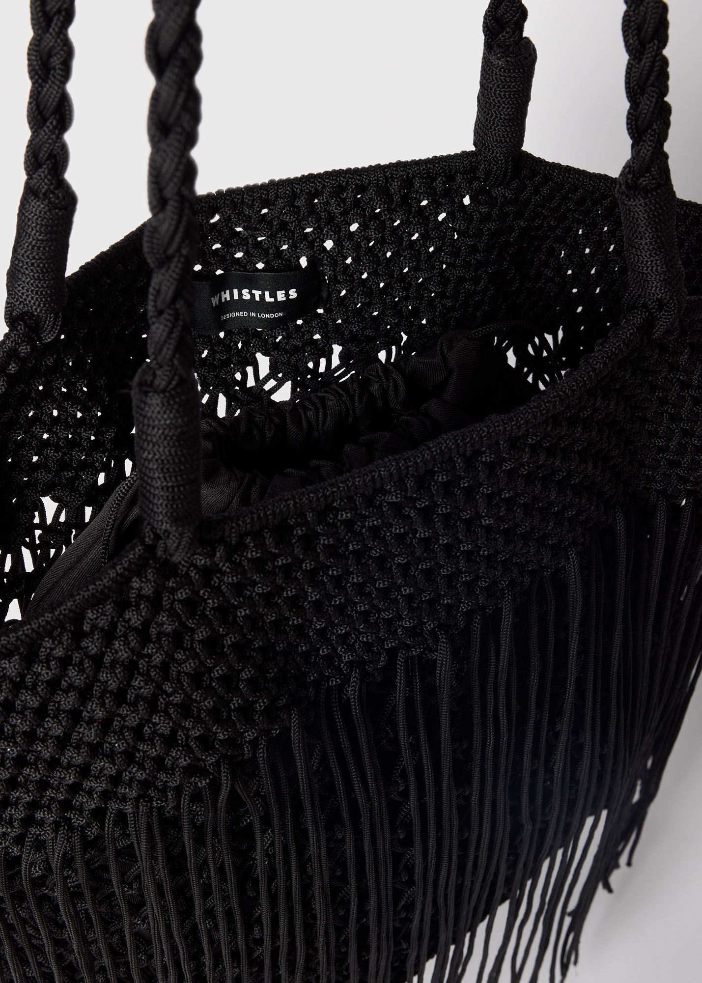 Black Crochet Fringe Bag | WHISTLES | Whistles US |