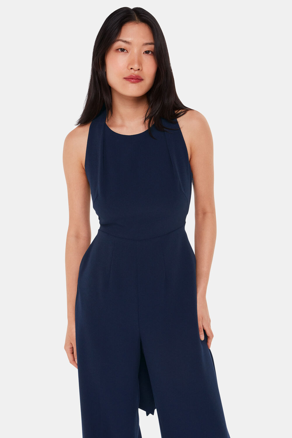 Navy Tie Back Maxi Jumpsuit
