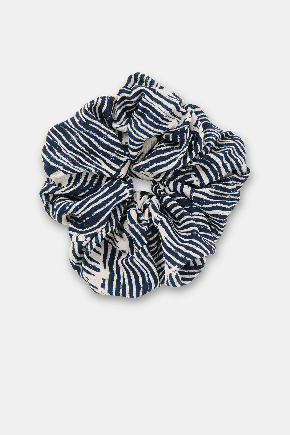 Navy Hatch Squares Scrunchie