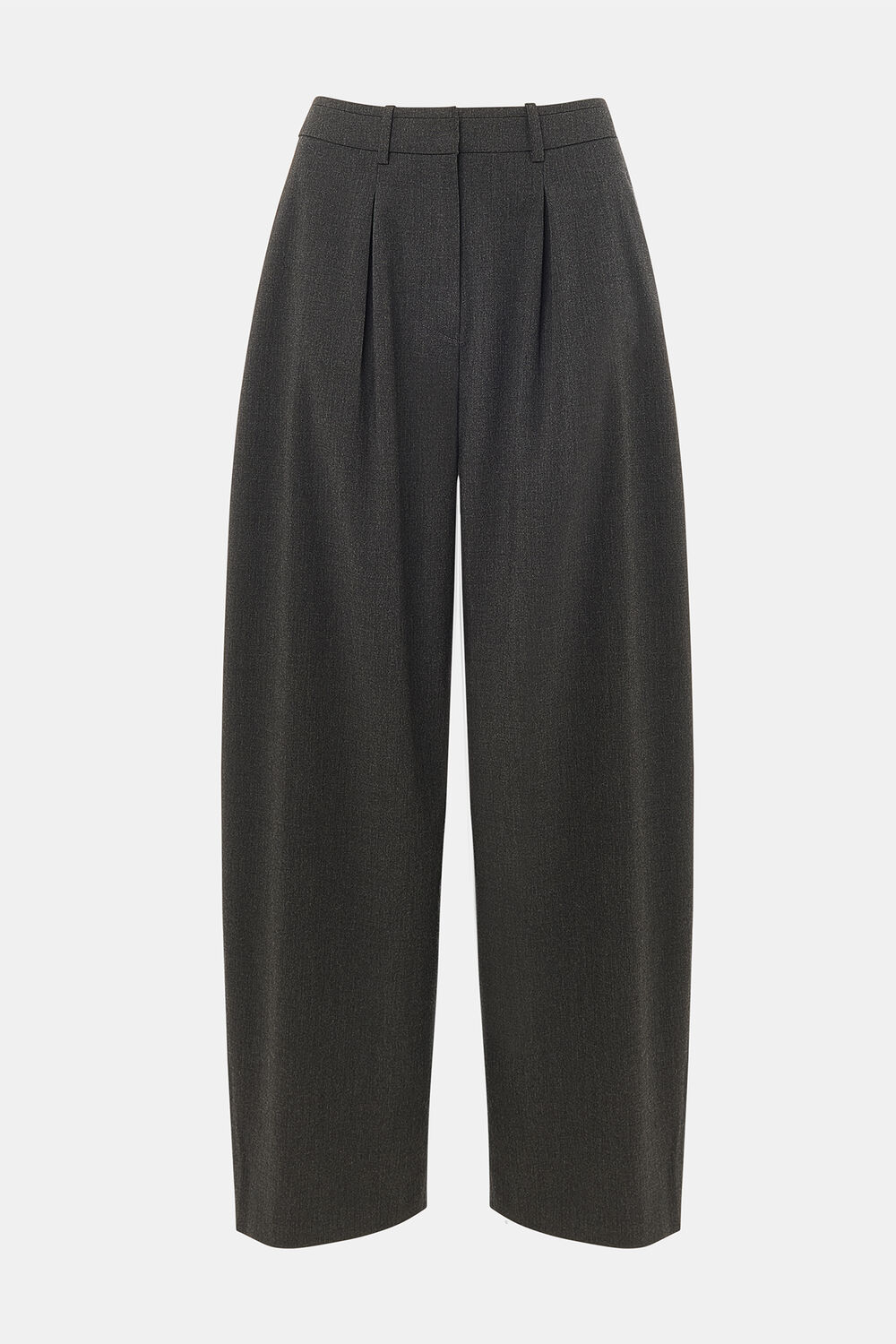 Dark Grey Petite Wool Blend Barrel Trouser