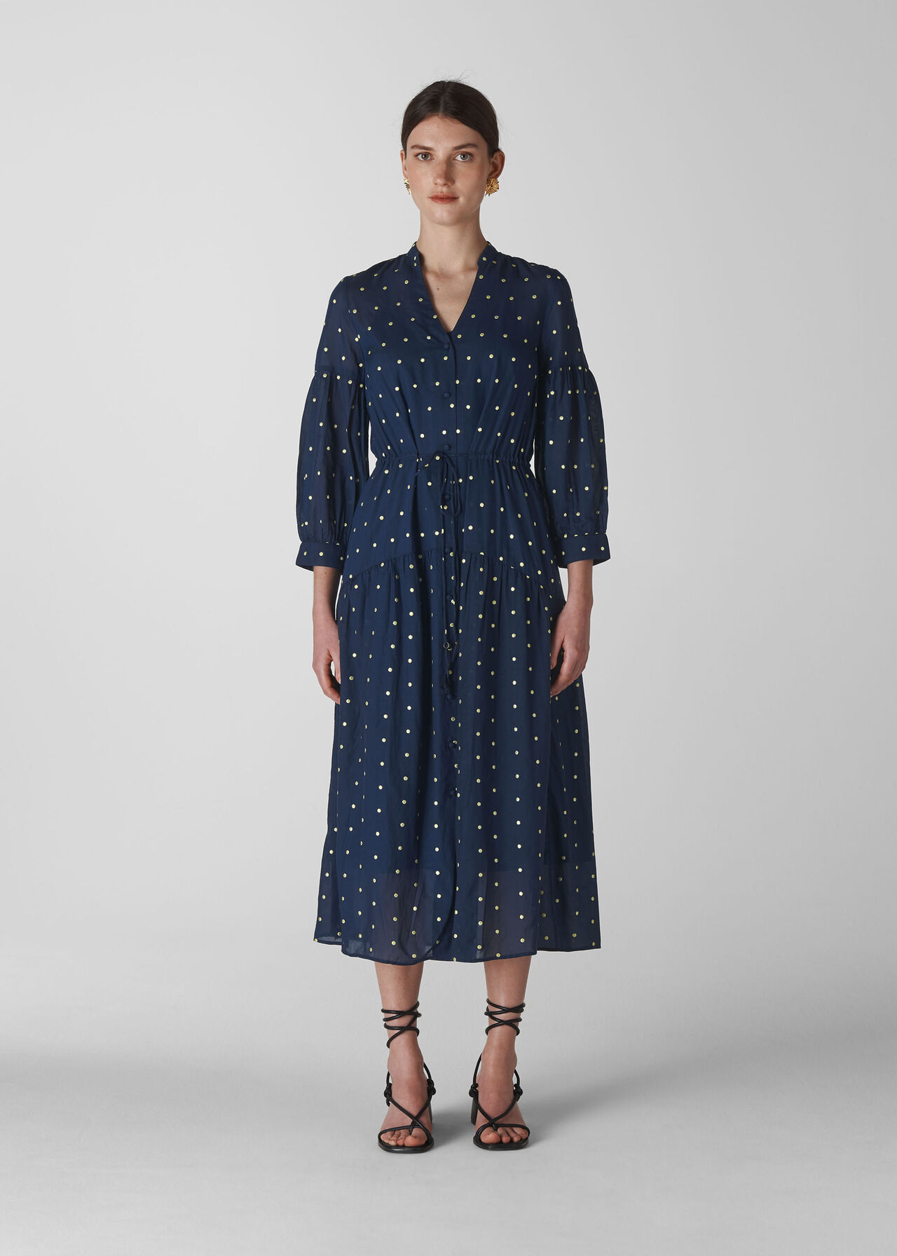 Valeria Embroidered Dress Navy/Multi