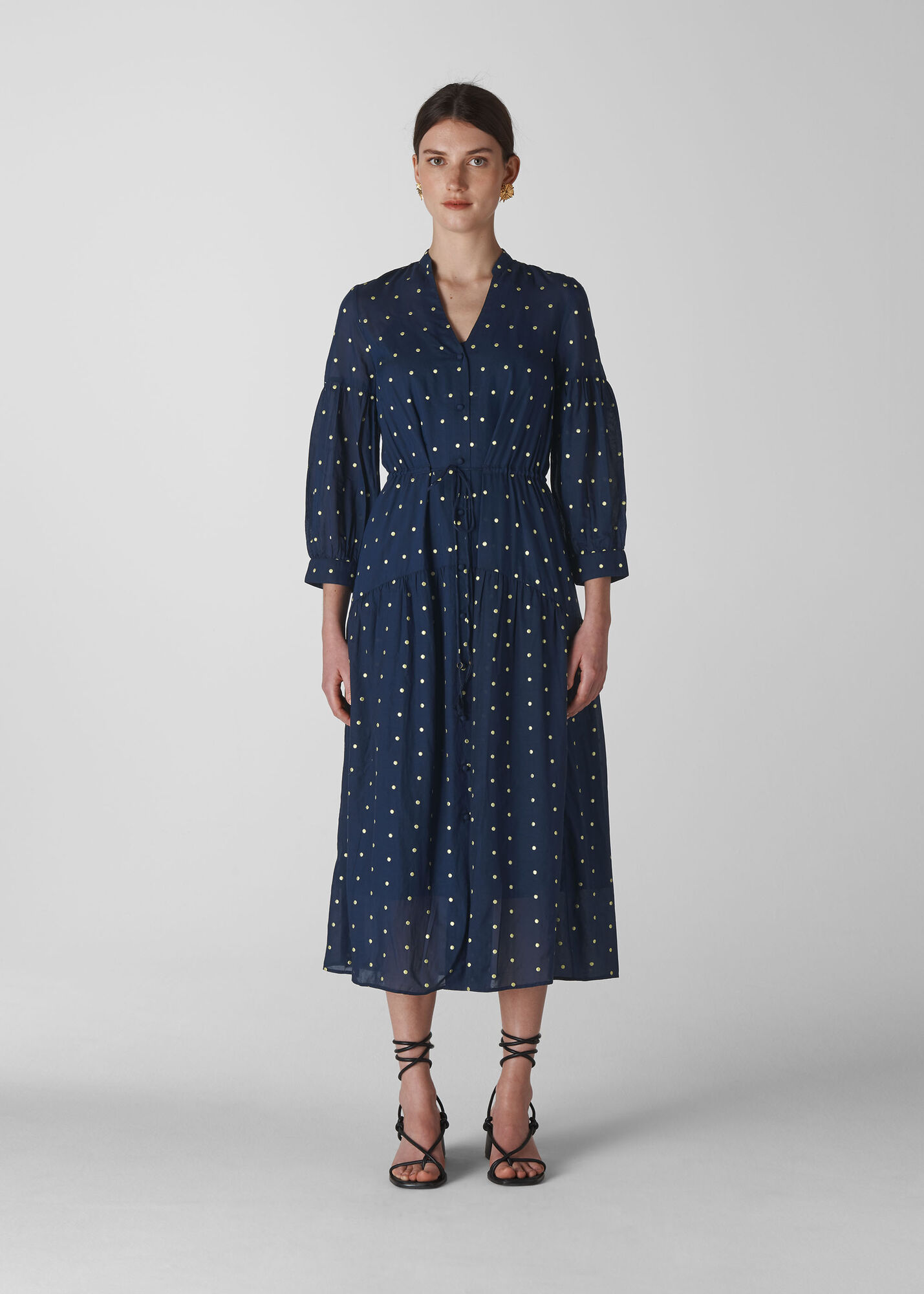 Whistles Women Valeria Embroidered Dress - Navy, White - 08