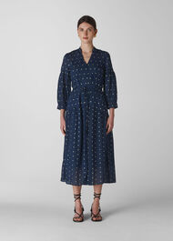 Valeria Embroidered Dress Navy/Multi