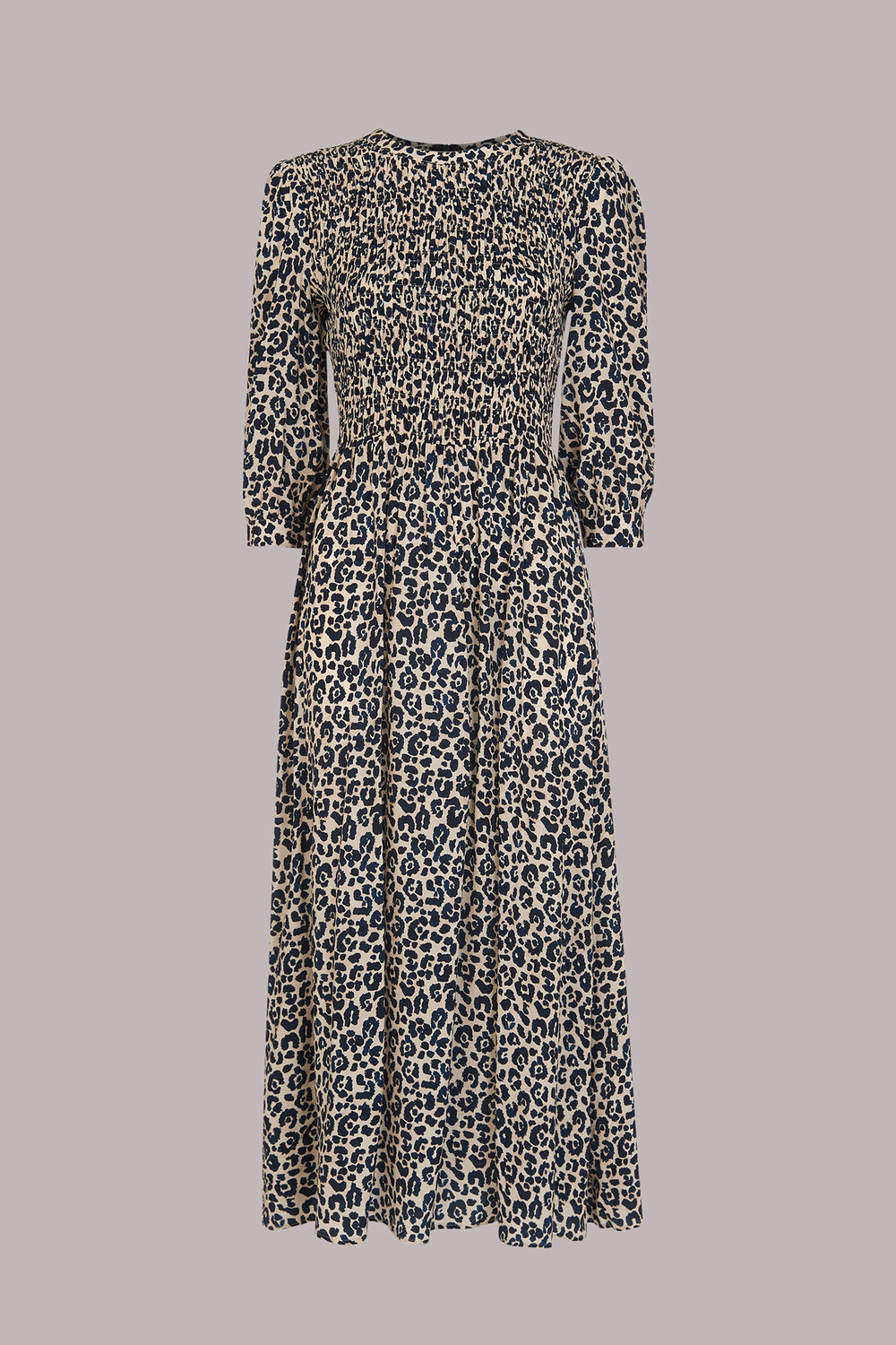 Cheetah Print Shirred Dress