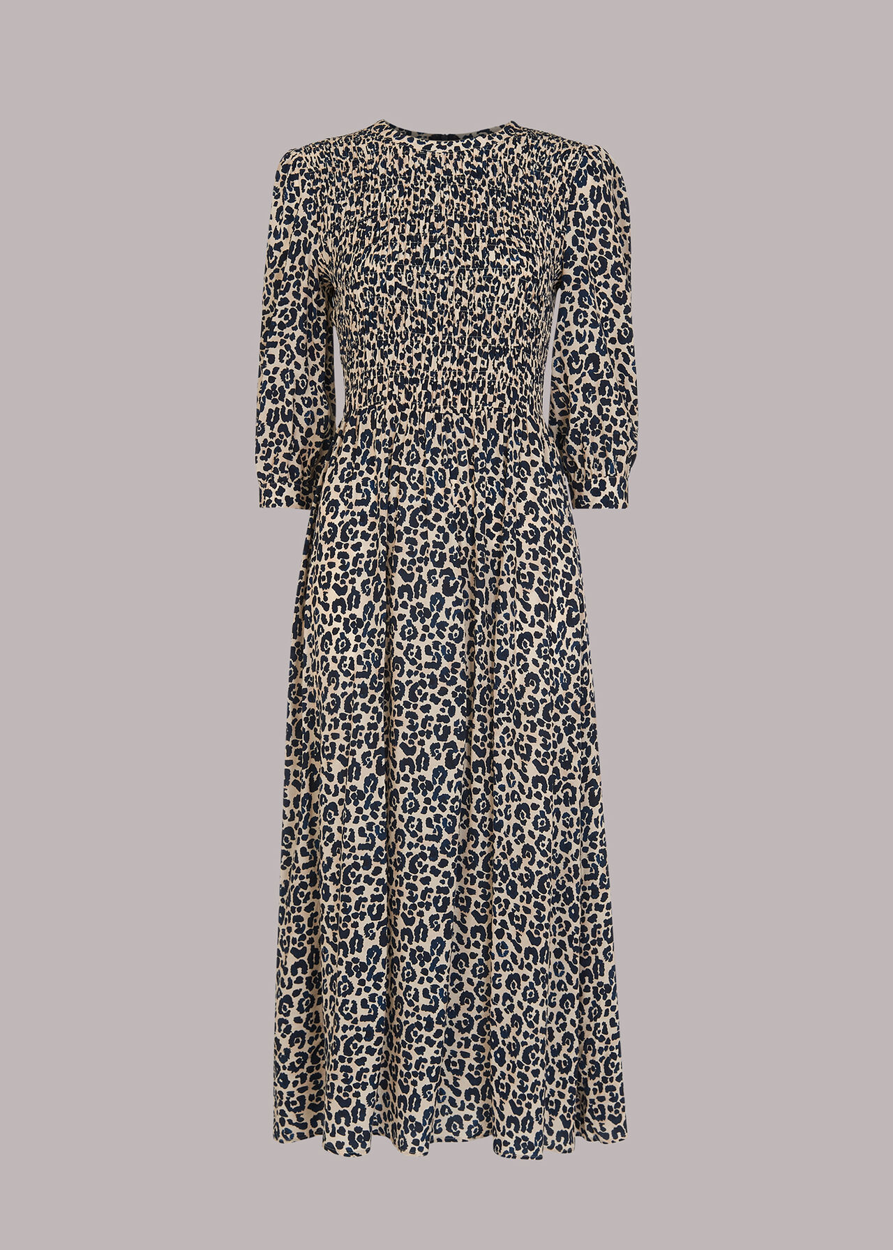 Cheetah Print Shirred Dress