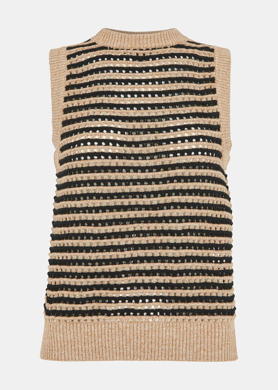 Black Crochet Stripe Tank