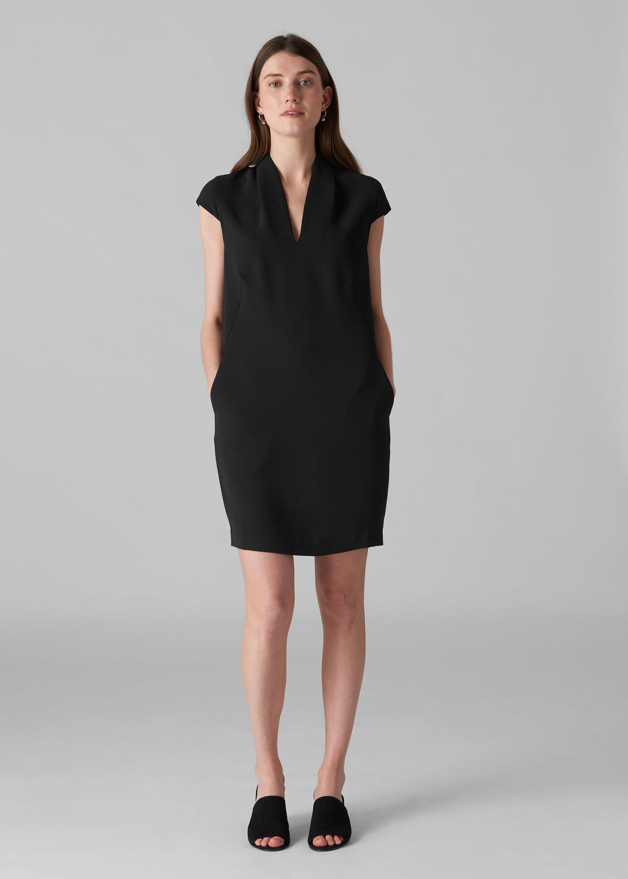 Paige V Neck Crepe Dress Black