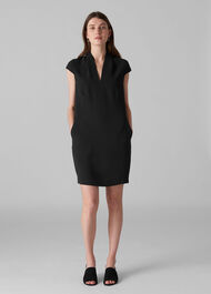 Paige V Neck Crepe Dress Black