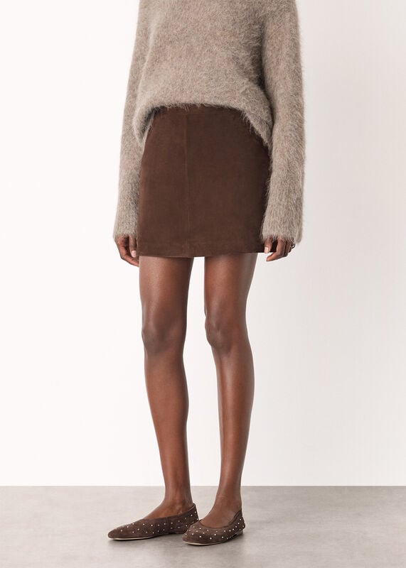 Chocolate Suede A Line Skirt