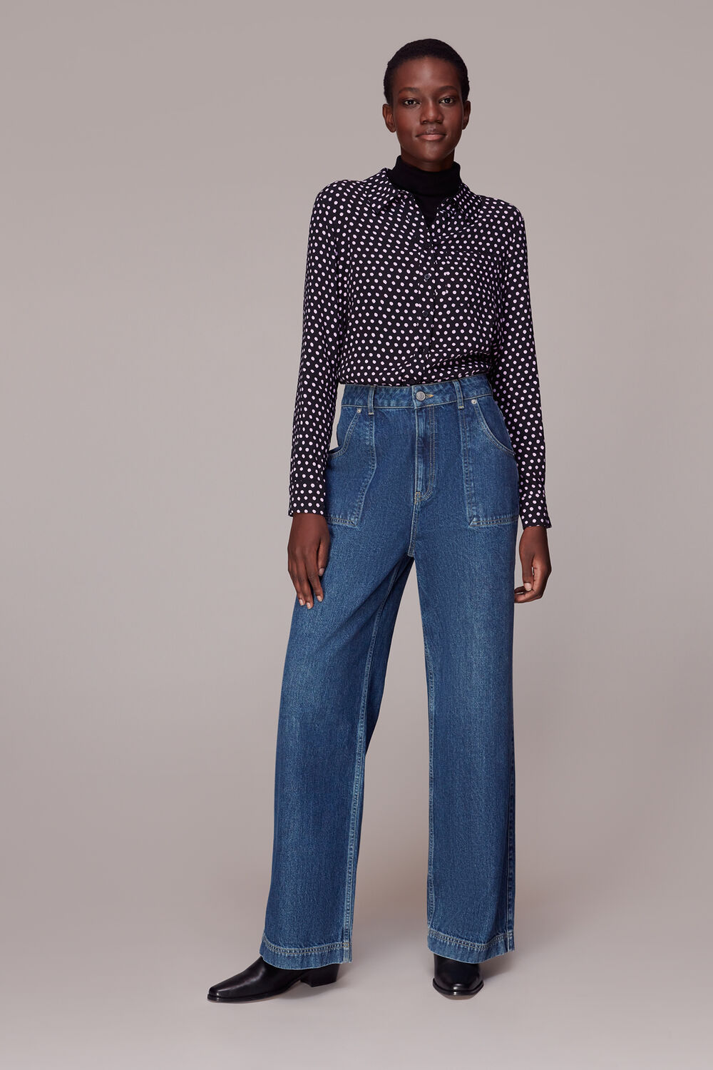 Black Dotted Spot Print Shirt