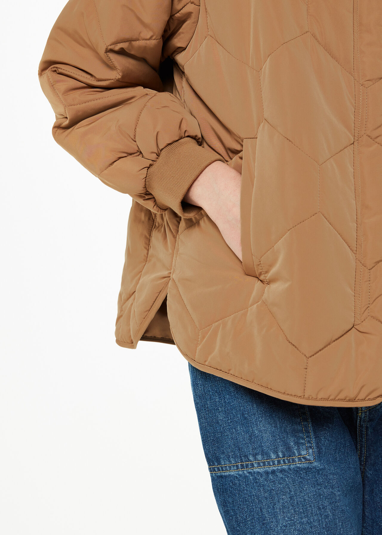 Camel Ida Short Quilted Coat WHISTLES