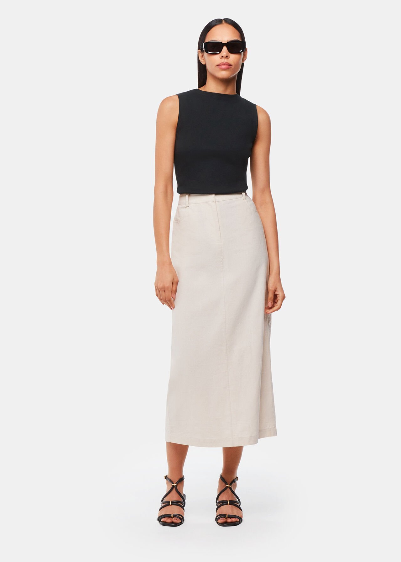 High Neck Rib Detail Tee