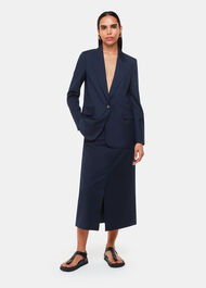 Pinstripe Tailored Midi Skirt