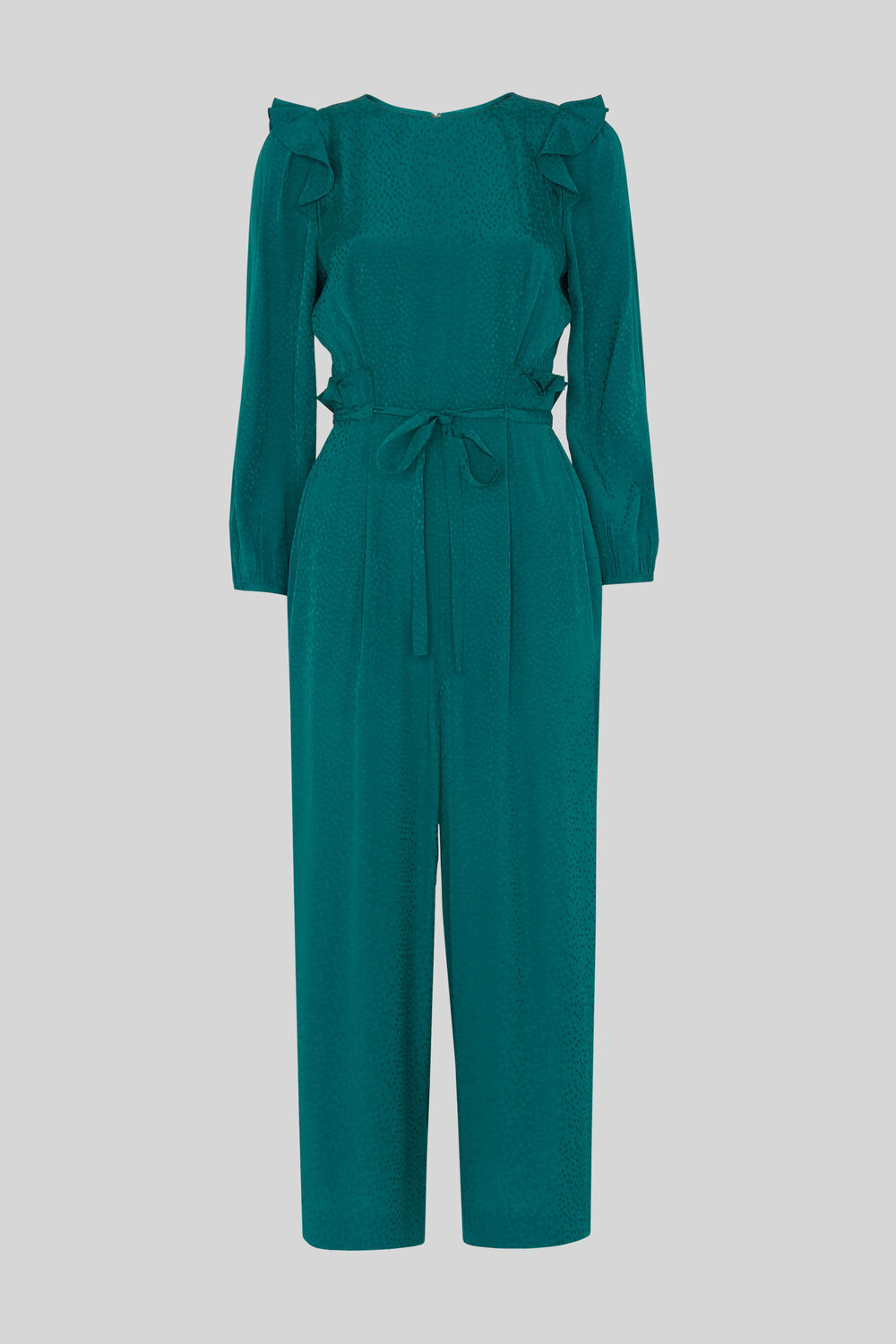 Britt Jacquard Frill Jumpsuit Green