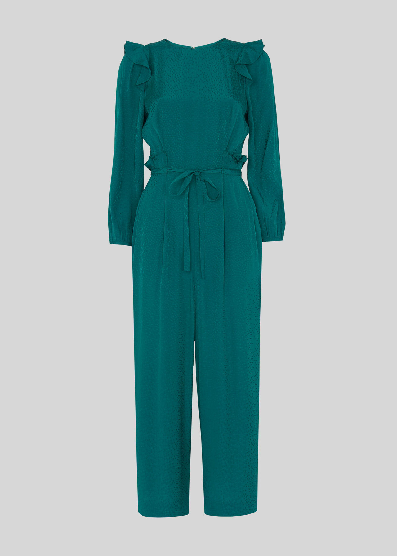 Britt Jacquard Frill Jumpsuit Green