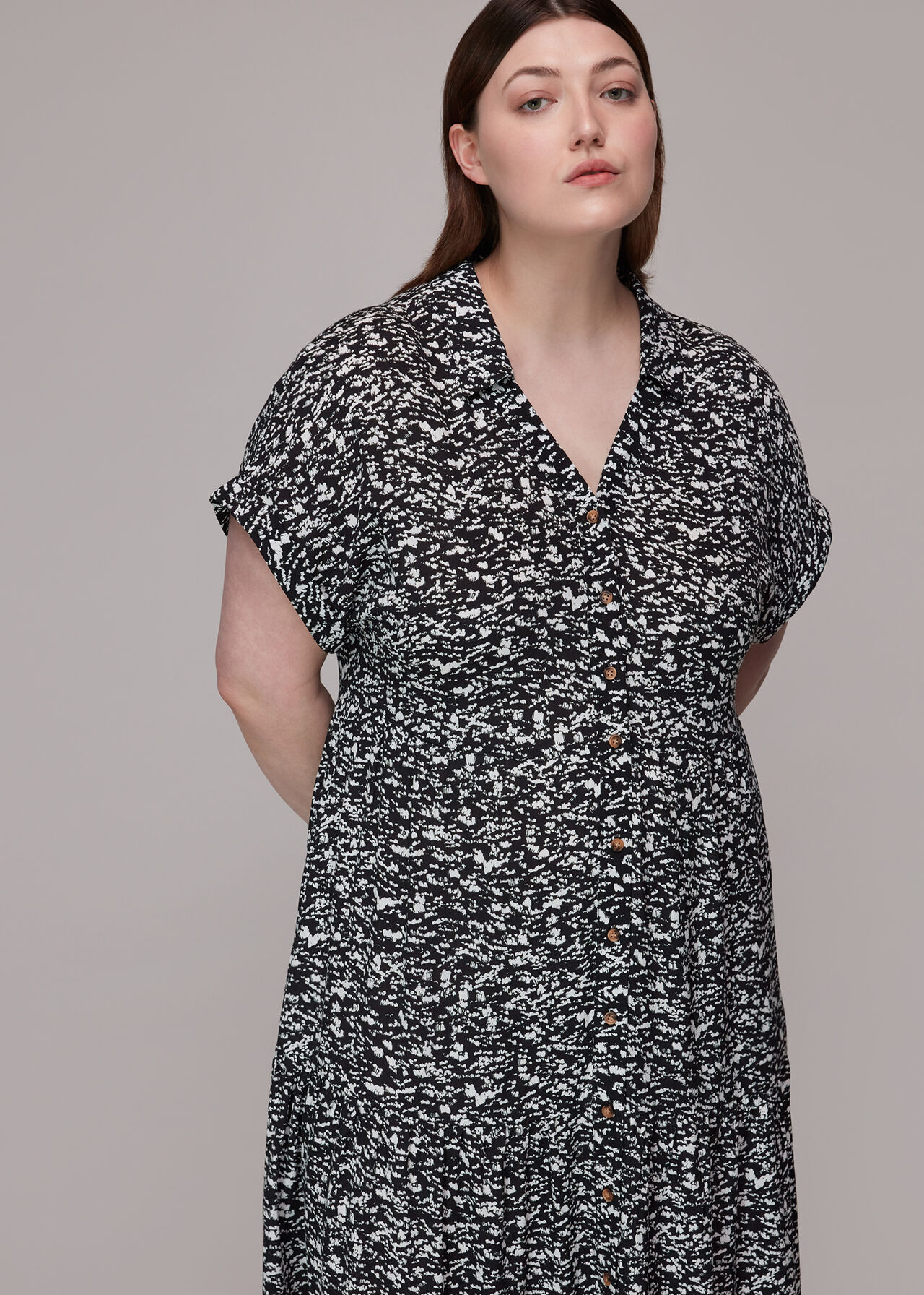 Abstract Smudge Tiered Dress