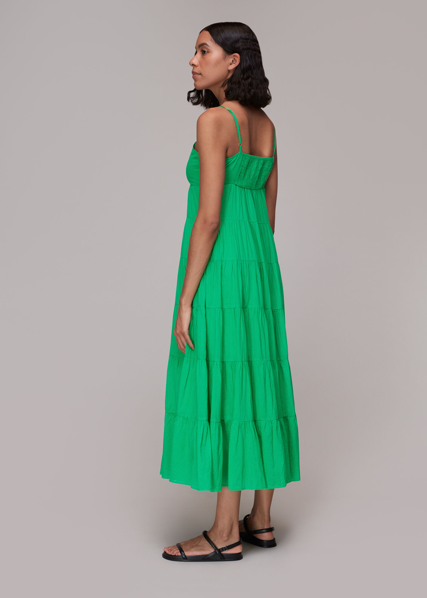 Green Grace Tiered Midi Dress WHISTLES