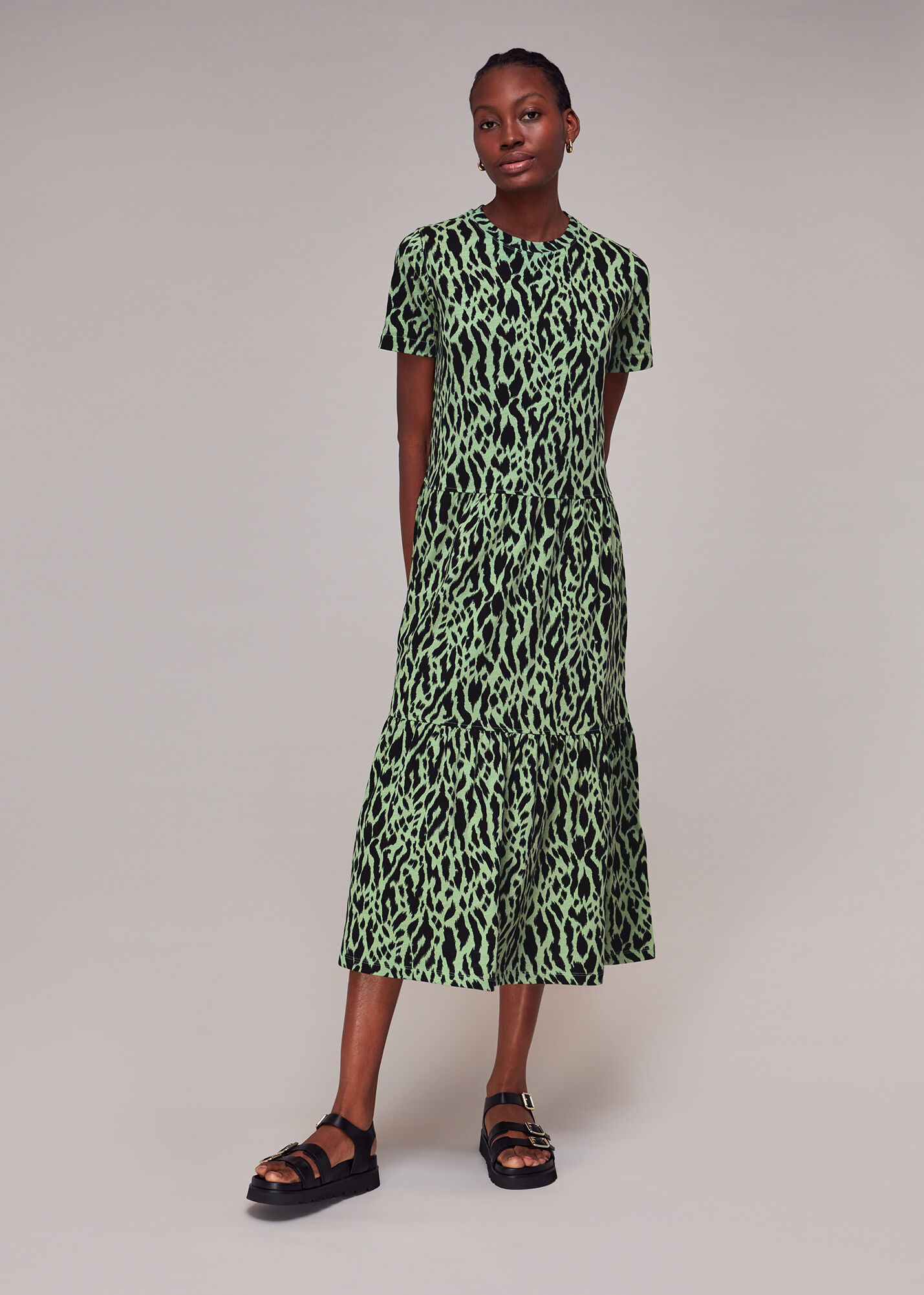 Whistles animal best sale print tiered dress