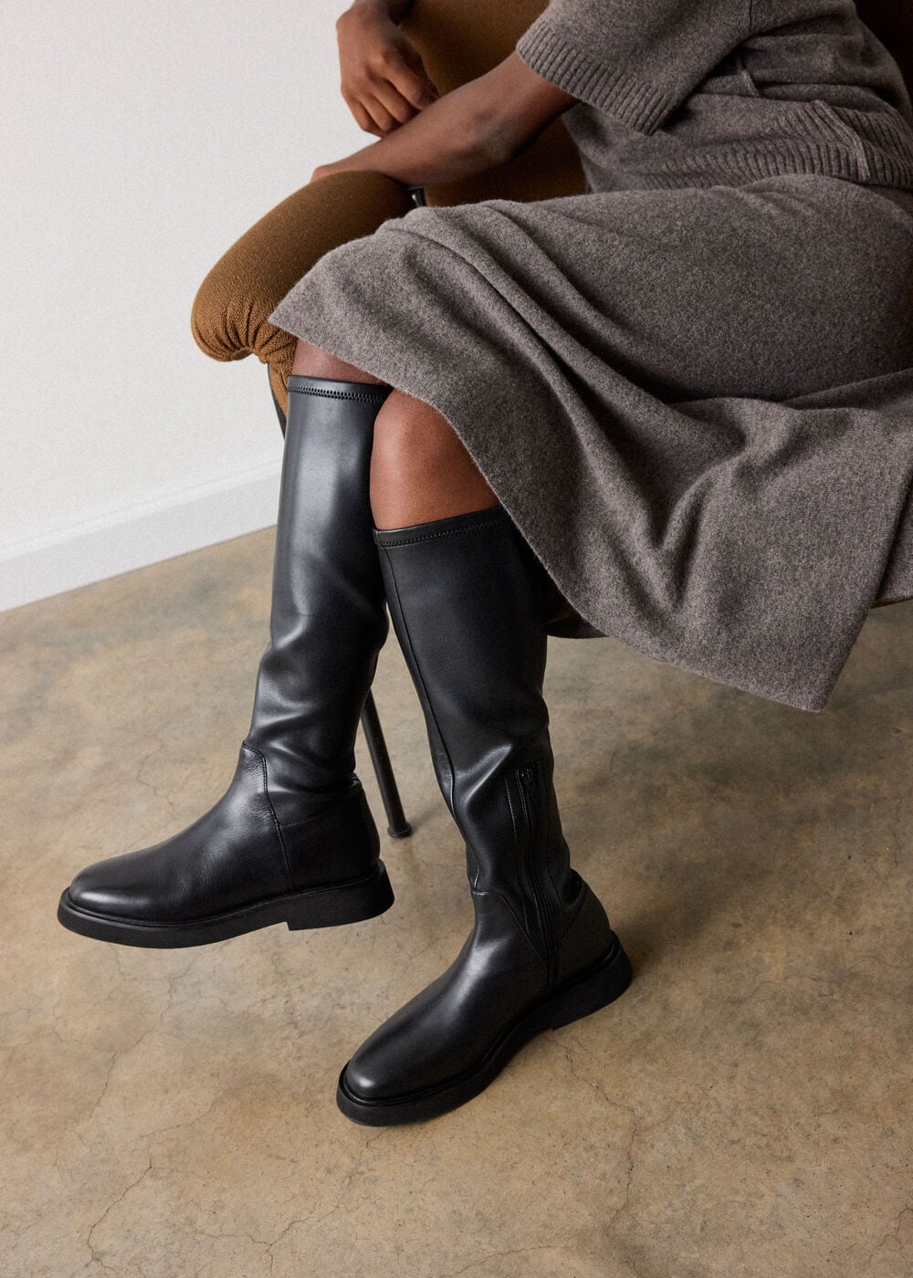 Black Quin Stretch Knee High Boot