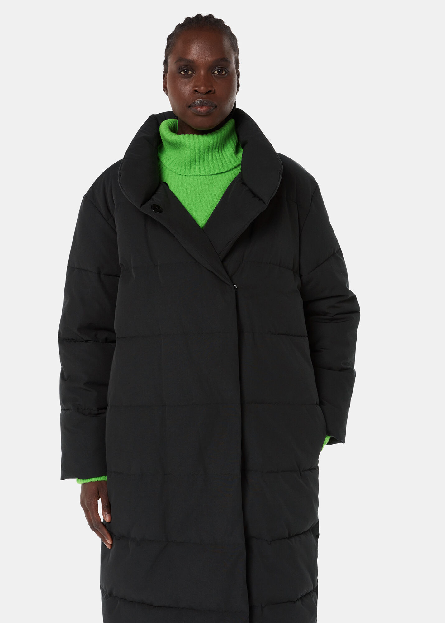Black Maxi Longline Puffer | WHISTLES | Whistles US |