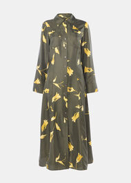Floral Silk Shirt Midi Dress