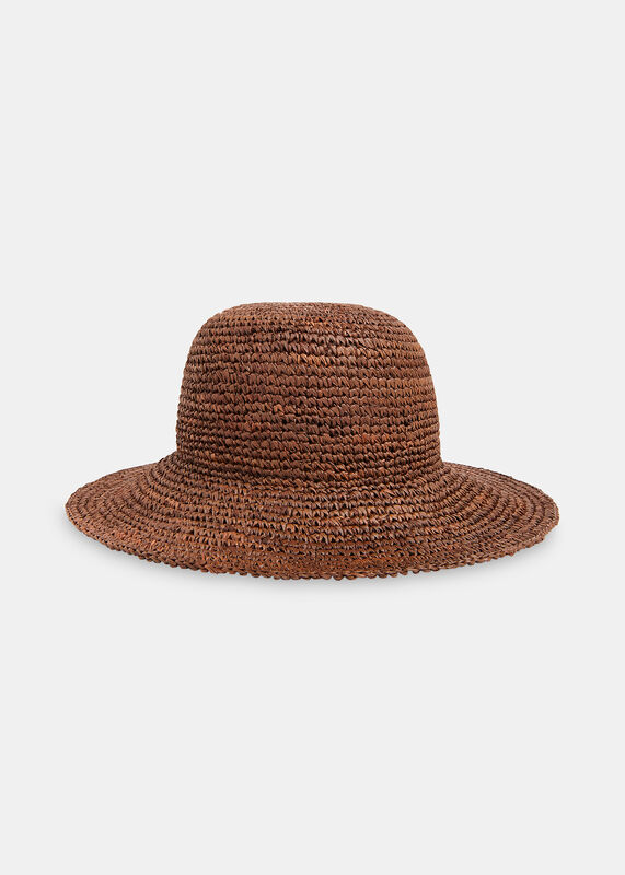 Brown Straw Bucket Hat