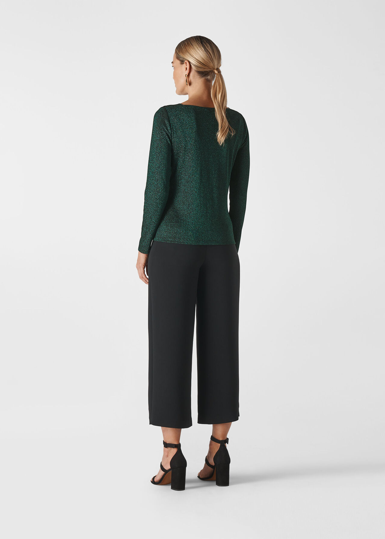 Straight Neck Sparkle Top Dark Green