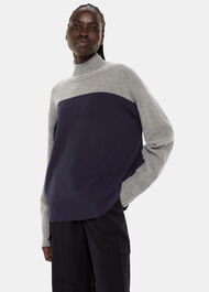 Wool Colour Block Funnel Neck