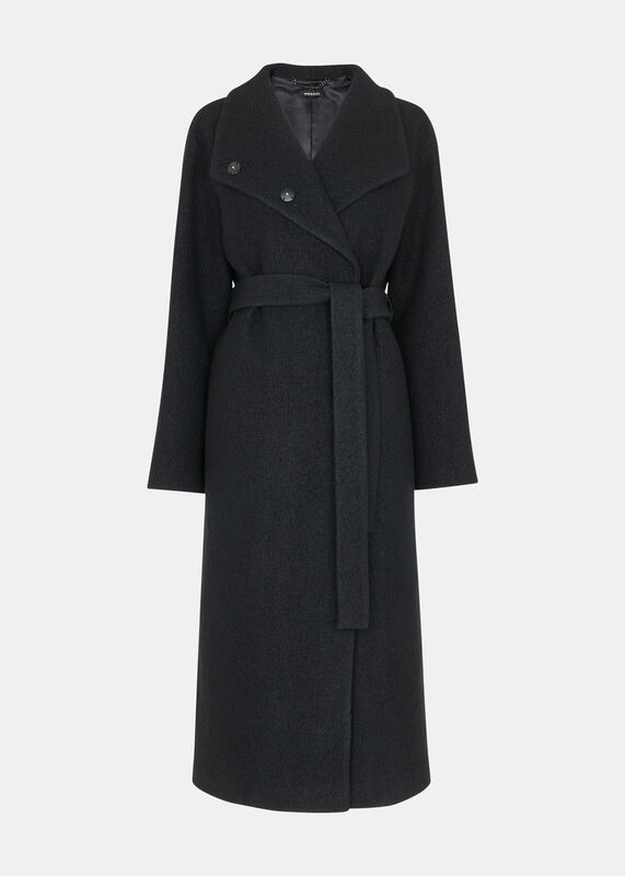Black Morgan Funnel Neck Coat