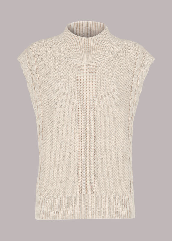 Oatmeal Sleeveless Cable Tank