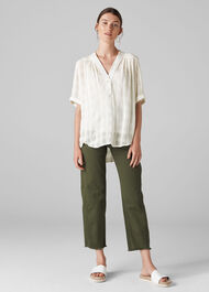 Jenni Check Textured Top Ivory