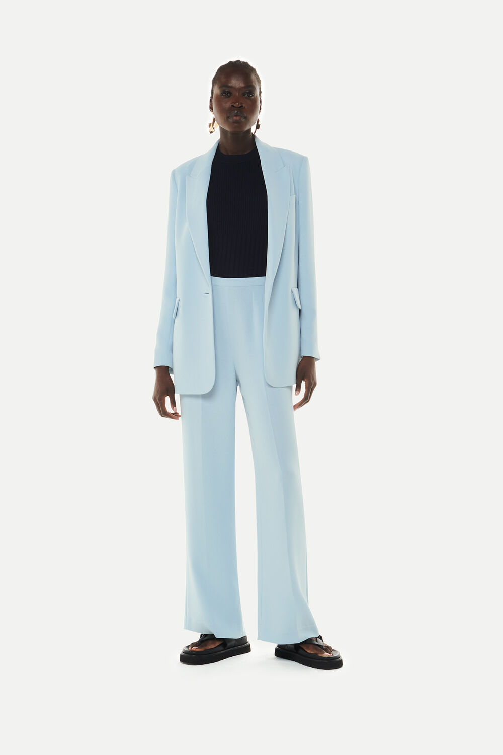 Pale Blue Anna Full Length Trouser