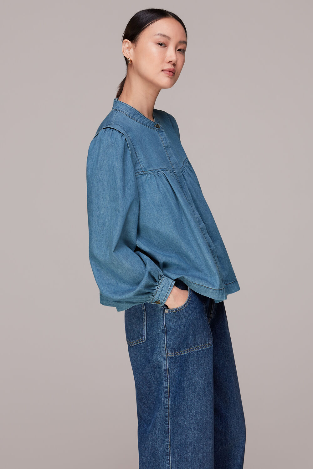 Mollie Chambray Denim Blouse
