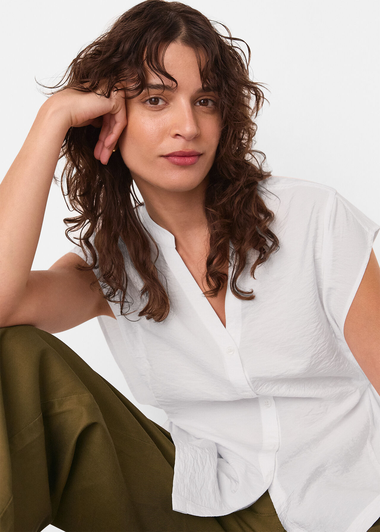 Button Down Tie Side Shirt