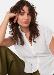 Button Down Tie Side Shirt