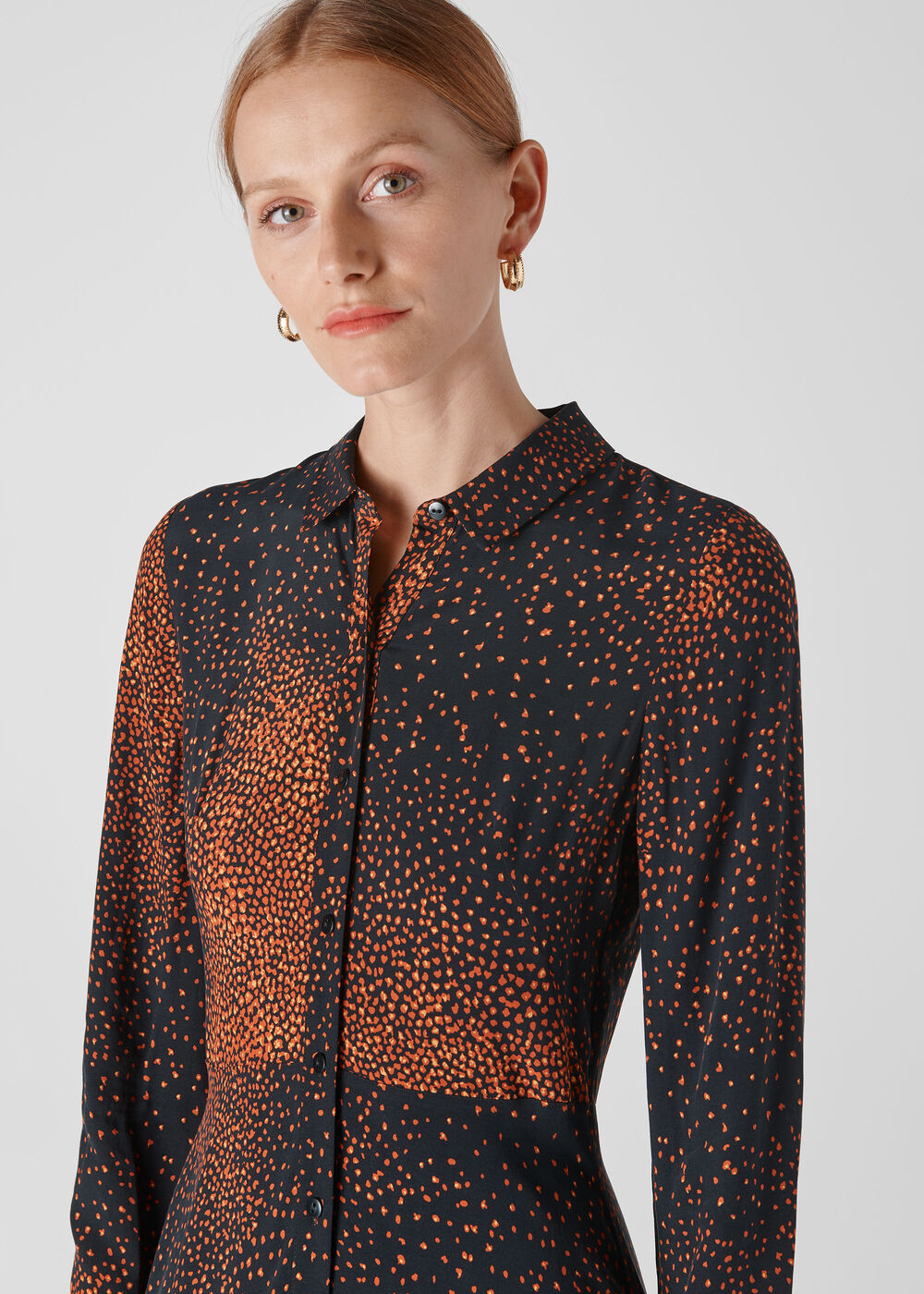 Scattered Bloom Shirt Dress Orange/Multi