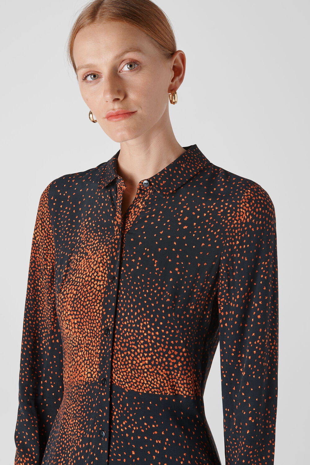 Scattered Bloom Shirt Dress Orange/Multi
