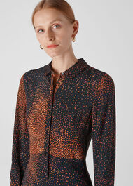 Scattered Bloom Shirt Dress Orange/Multi