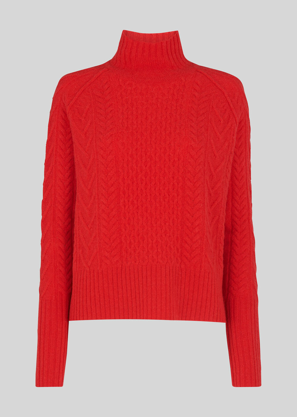 Cable Funnel Neck Wool Knit