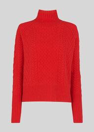 Cable Funnel Neck Wool Knit