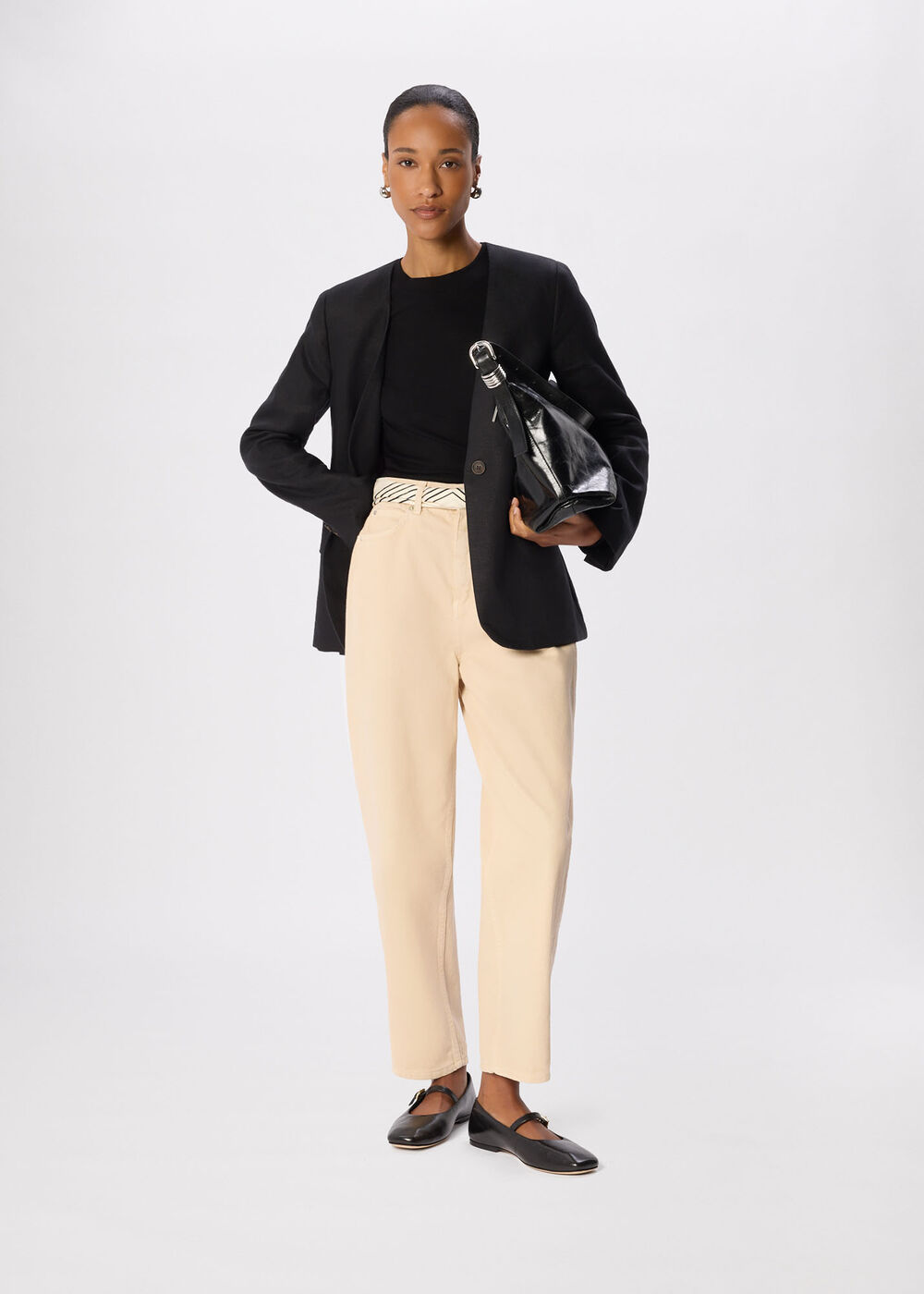 Petite Collarless Linen Blazer