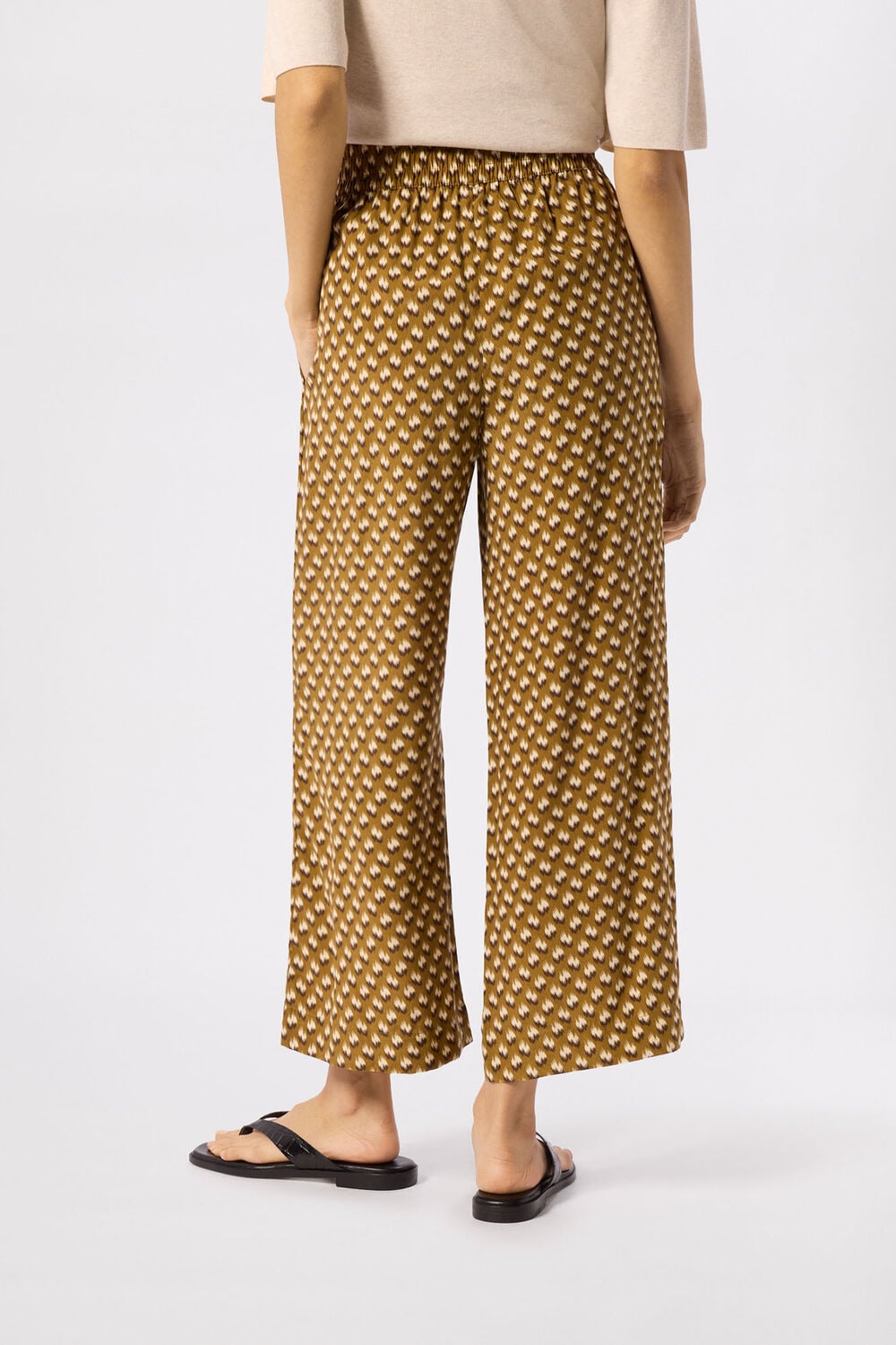 Khaki Ikat Spot Crop Trouser